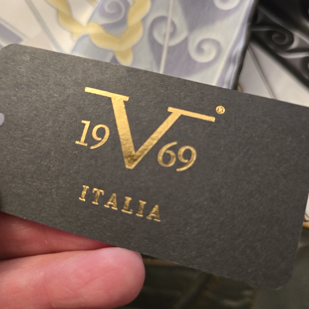 Square Polyester-Style Scarf in White, Black & Gold - Picture 3 of 3